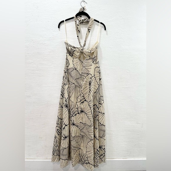 Dissh Malta Palm Linen Halter Maxi Dress - Picture 2 of 6